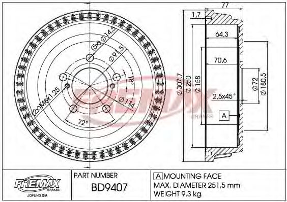 Тормозной барабан FREMAX BD-9407
