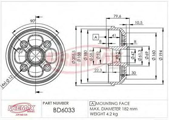 Тормозной барабан FREMAX BD-6033