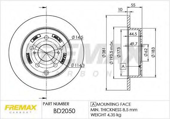 Тормозной диск FREMAX BD2050