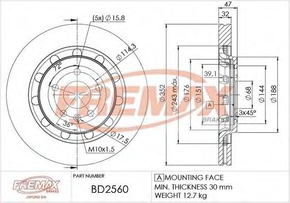 Тормозной диск FREMAX BD-2560