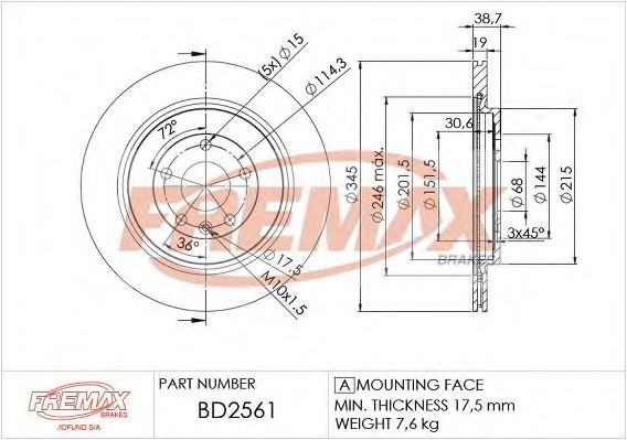 Тормозной диск FREMAX BD-2561