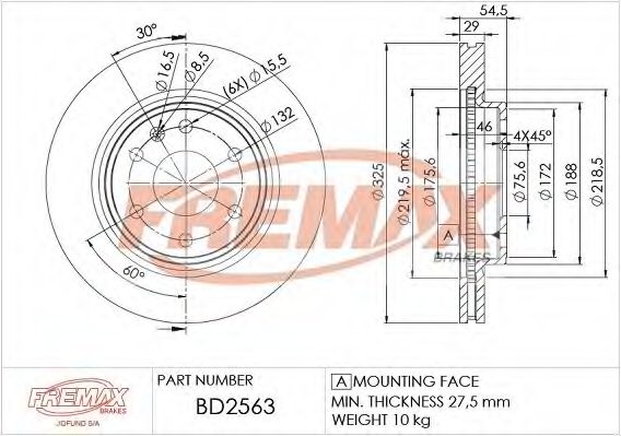 Тормозной диск FREMAX BD-2563