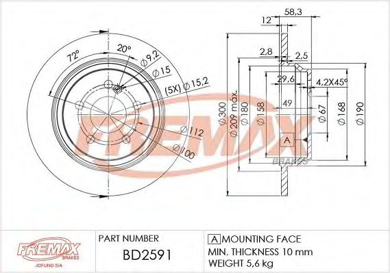 Тормозной диск FREMAX BD-2591