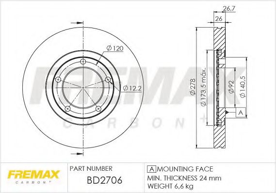 Тормозной диск FREMAX BD-2706