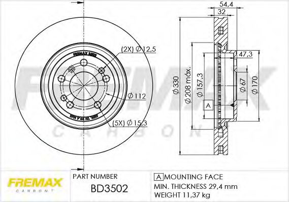 Тормозной диск FREMAX BD-3502