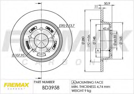 Тормозной диск FREMAX BD-3958