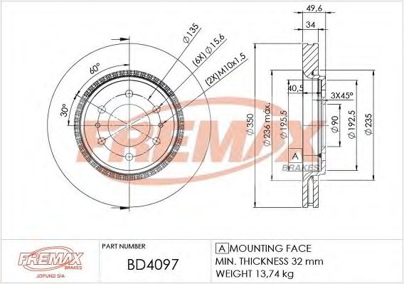 Тормозной диск FREMAX BD-4097