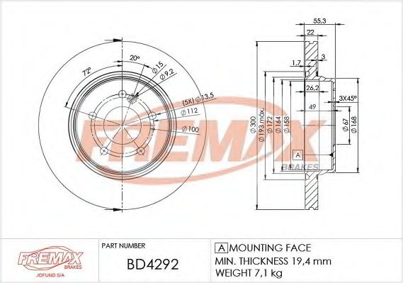 Тормозной диск FREMAX BD-4292