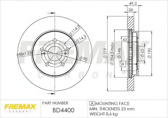 Тормозной диск FREMAX BD-4400