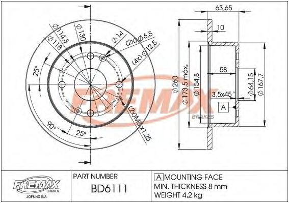 Тормозной диск FREMAX BD-6111