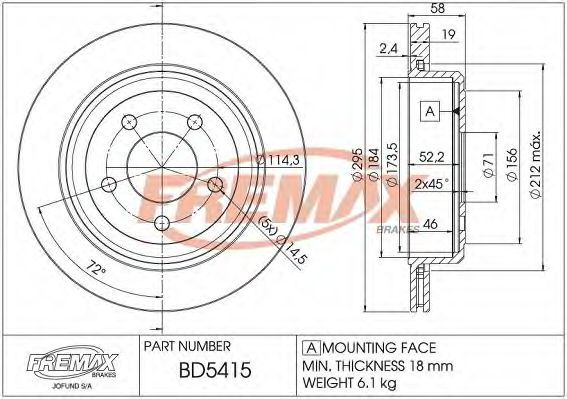 Тормозной диск FREMAX BD-5415