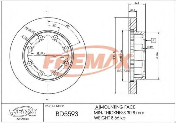 Тормозной диск FREMAX BD-5593