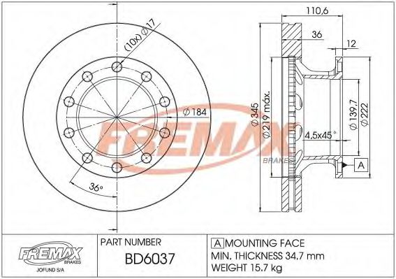 Тормозной диск FREMAX BD-6037