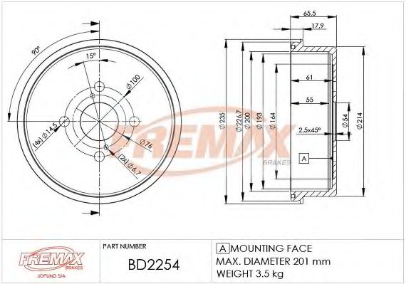 Тормозной барабан FREMAX BD-2254