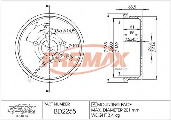 Тормозной барабан FREMAX BD-2255