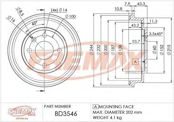 Тормозной барабан FREMAX BD-3546