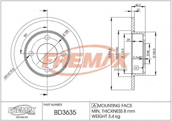Тормозной диск FREMAX BD-3635
