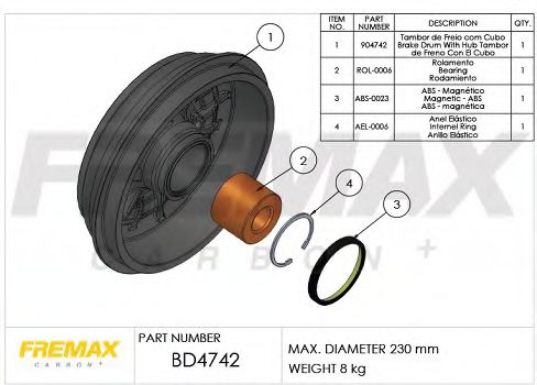 Тормозной барабан FREMAX BD-4742