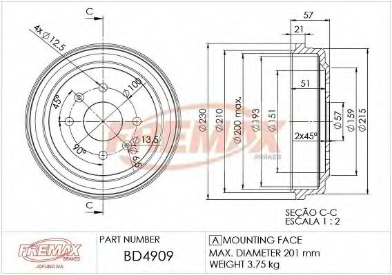 Тормозной барабан FREMAX BD-4909