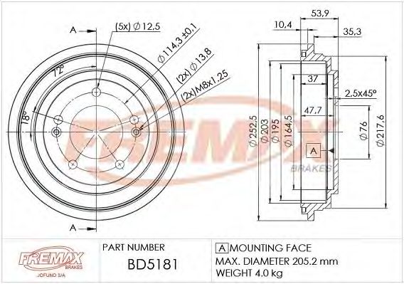 Тормозной барабан FREMAX BD-5181
