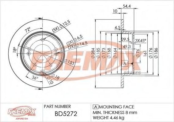 Тормозной диск FREMAX BD-5272