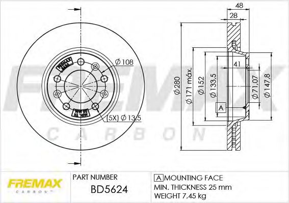 Тормозной диск FREMAX BD-5624