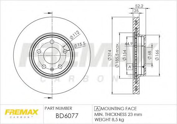 Тормозной диск FREMAX BD-6077