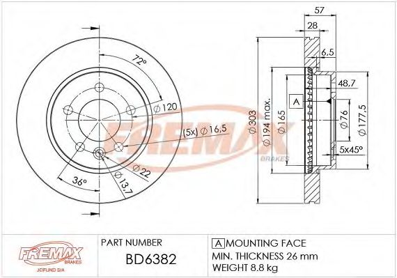 Тормозной диск FREMAX BD-6382