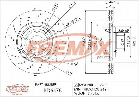 Тормозной диск FREMAX BD-6478