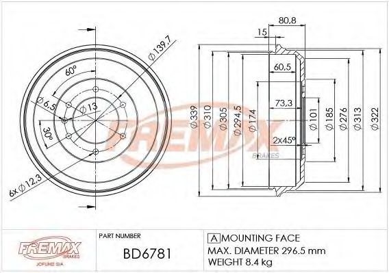 Тормозной барабан FREMAX BD-6781