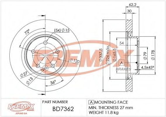 Тормозной диск FREMAX BD-7362