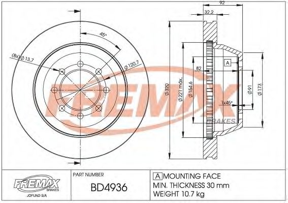 Тормозной диск FREMAX BD-4936