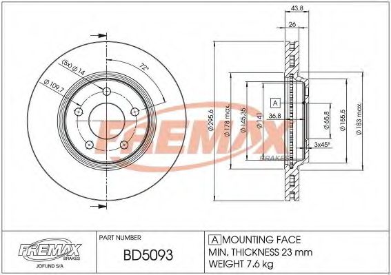 Тормозной диск FREMAX BD-5093