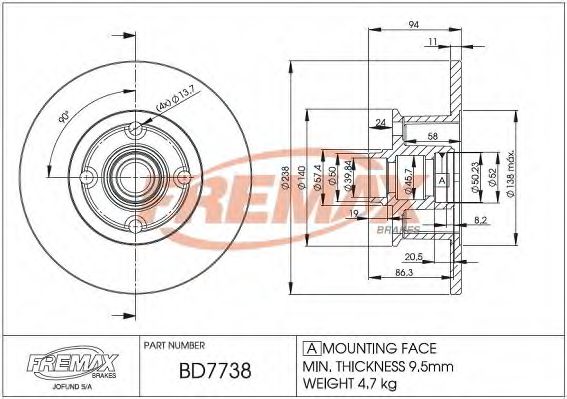 Тормозной диск FREMAX BD-7738