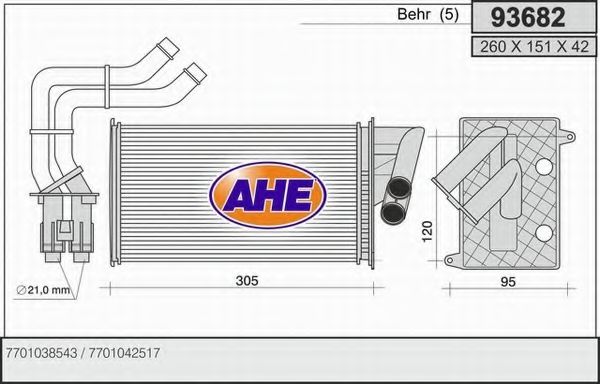 Теплообменник, отопление салона AHE 93682