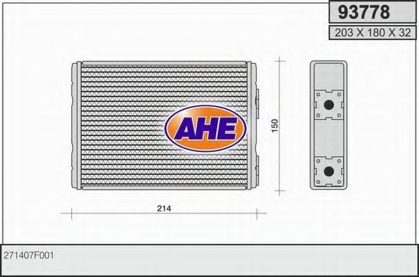 Теплообменник, отопление салона AHE 93778