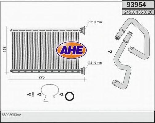 Теплообменник, отопление салона AHE 93954