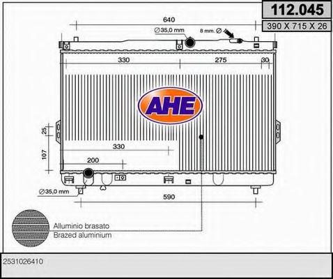 Радиатор, охлаждение двигателя AHE 112.045