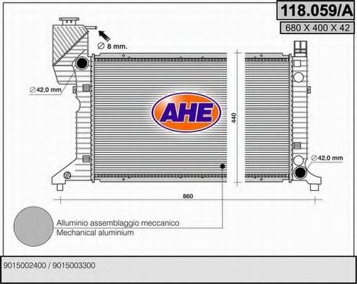 Радиатор, охлаждение двигателя AHE 118.059/A