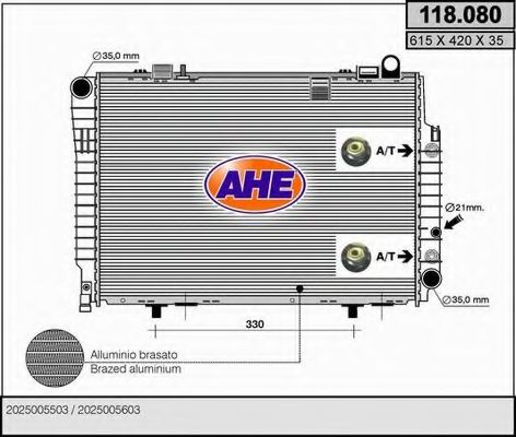 Радиатор, охлаждение двигателя AHE 118.080