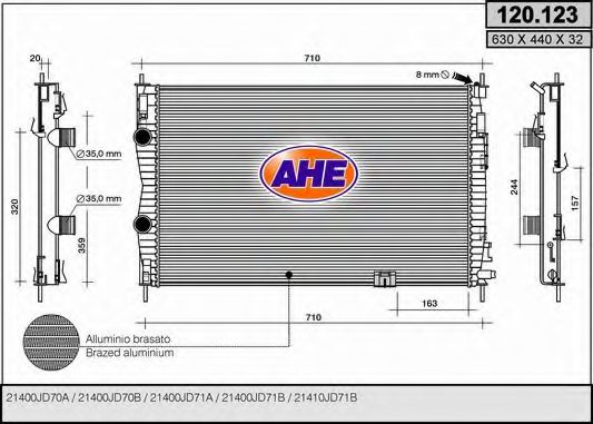 Радиатор, охлаждение двигателя AHE 120.123