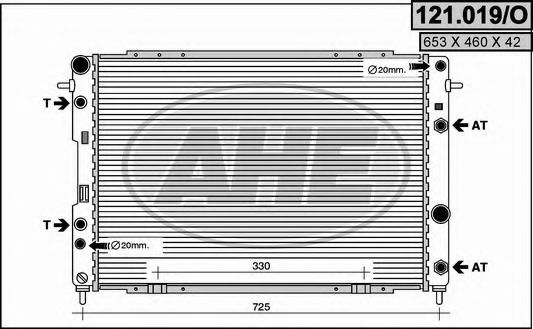 Радиатор, охлаждение двигателя AHE 121.019/O
