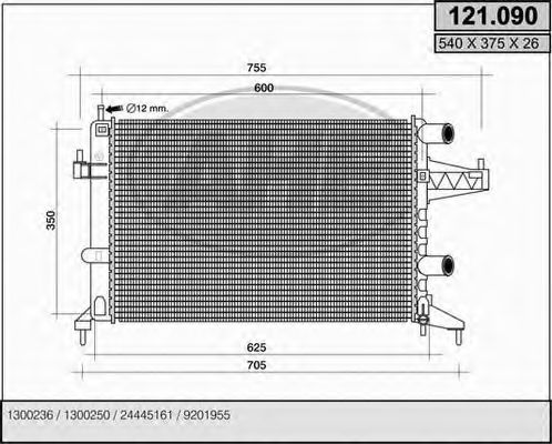Радиатор, охлаждение двигателя AHE 121.090
