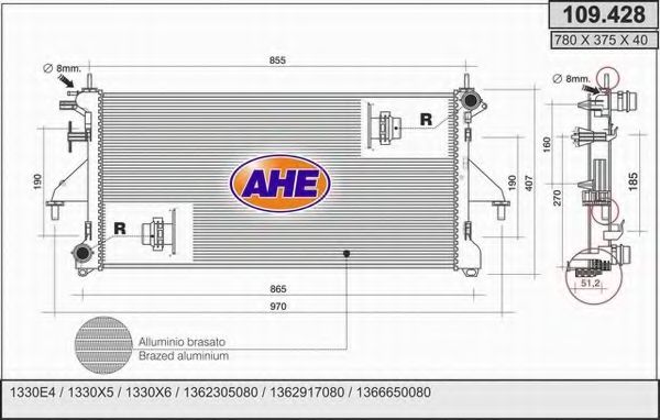 Радиатор, охлаждение двигателя AHE 109.428