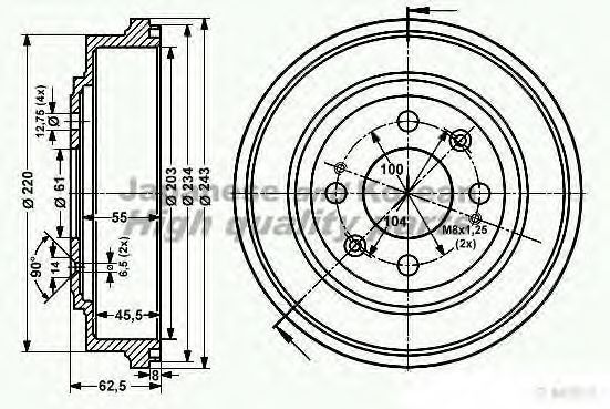 Тормозной барабан ASHUKI 1020-9004