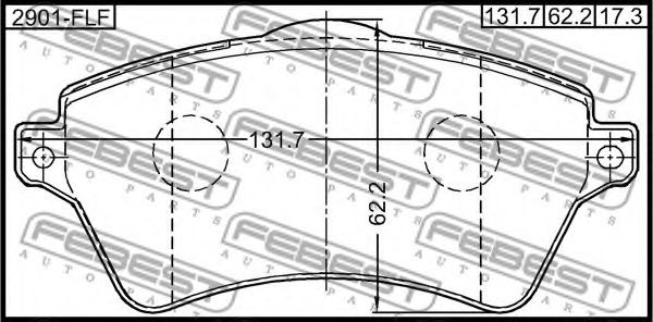 Комплект тормозных колодок, дисковый тормоз FEBEST 2901-FLF