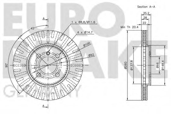 Тормозной диск EURODEAL AUTOPARTS 494