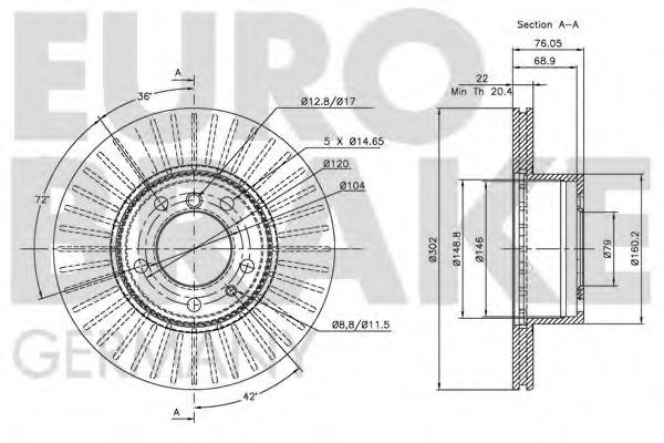 Тормозной диск EURODEAL AUTOPARTS 603