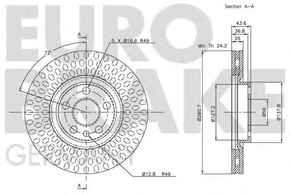 Тормозной диск EURODEAL AUTOPARTS 840