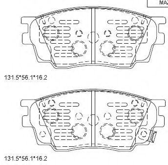 Комплект тормозных колодок, дисковый тормоз ASIMCO KD3790F